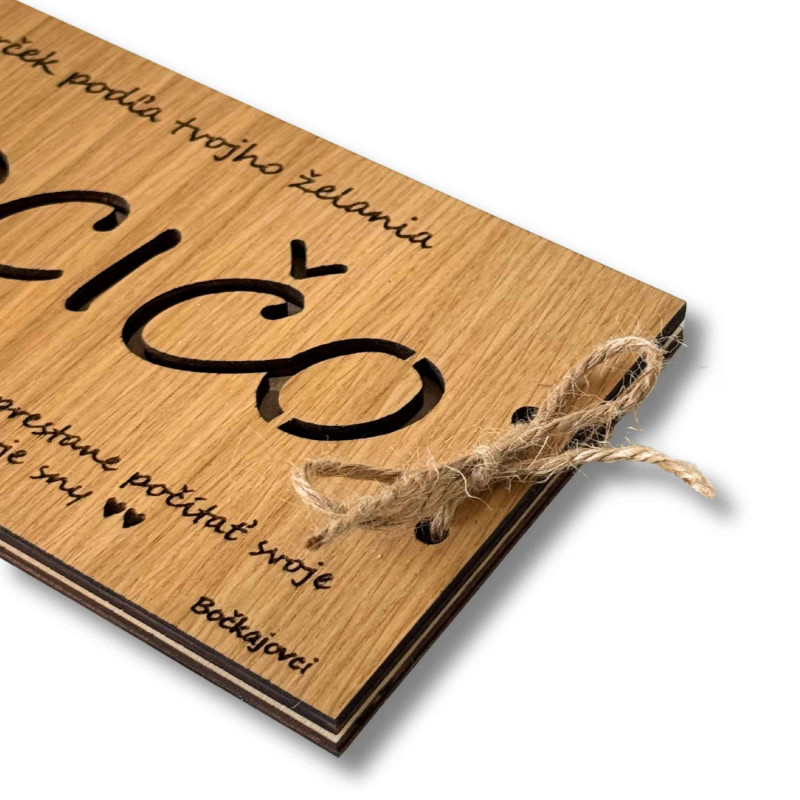 Dřevěná obálka na peníze - leccos 20 x 10 cm