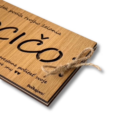 Dřevěná obálka na peníze - leccos 20 x 10 cm