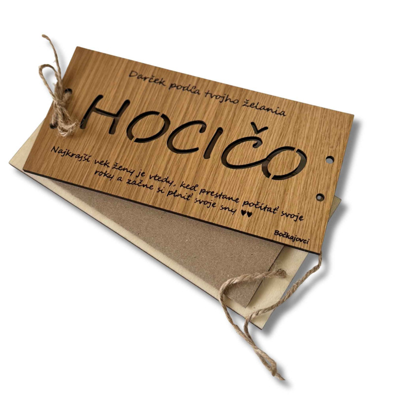 Dřevěná obálka na peníze - leccos 20 x 10 cm