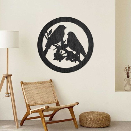 Dřevěný obraz na zeď ptáci na větve Dřevěný obraz na zeď ptáci na větve