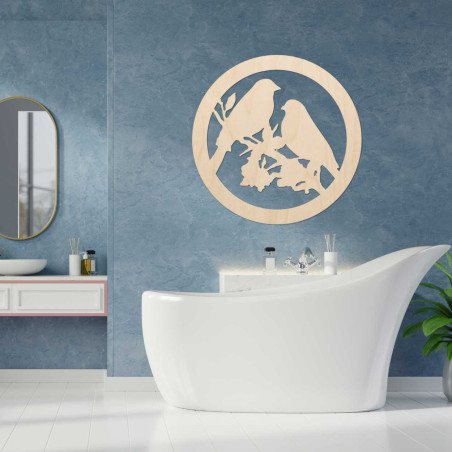 Dřevěný obraz na zeď ptáci na větve Dřevěný obraz na zeď ptáci na větve