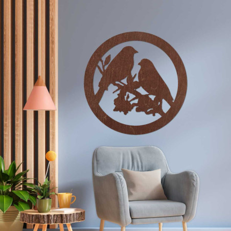 Dřevěný obraz na zeď ptáci na větve Dřevěný obraz na zeď ptáci na větve