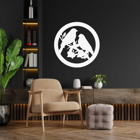 Dřevěný obraz na zeď ptáci na větve Dřevěný obraz na zeď ptáci na větve