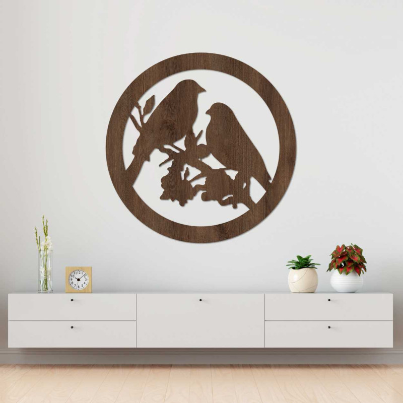 Dřevěný nástěnný obraz ptáci na větvích - AVIAN