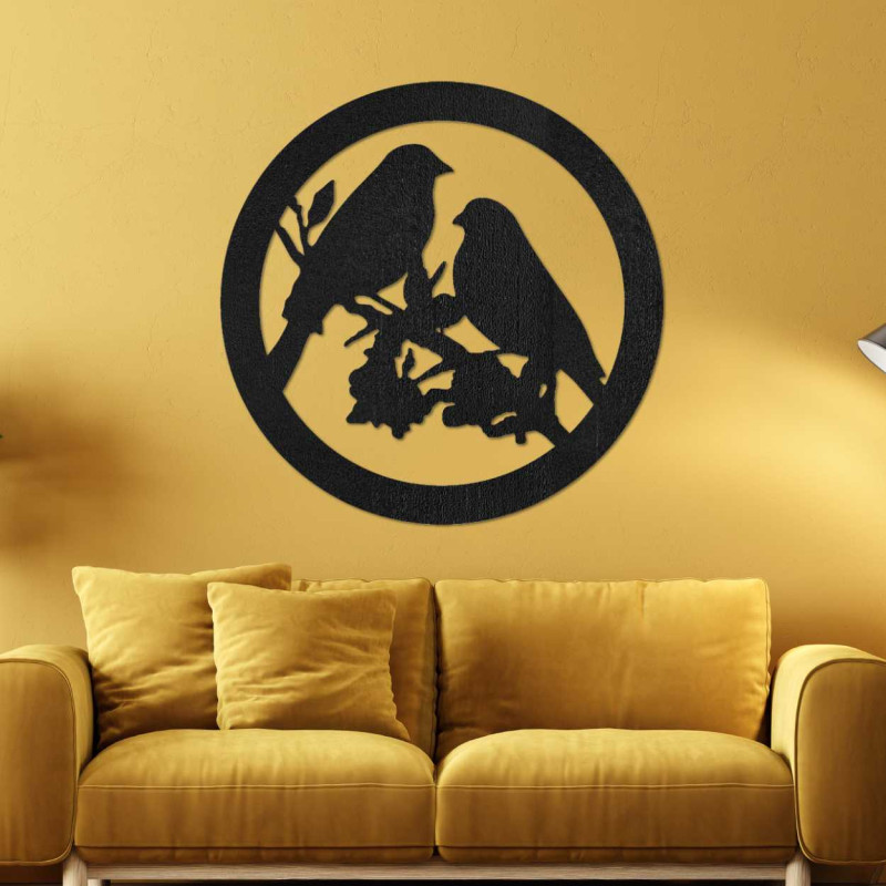 Dřevěný nástěnný obraz ptáci na větvích - AVIAN