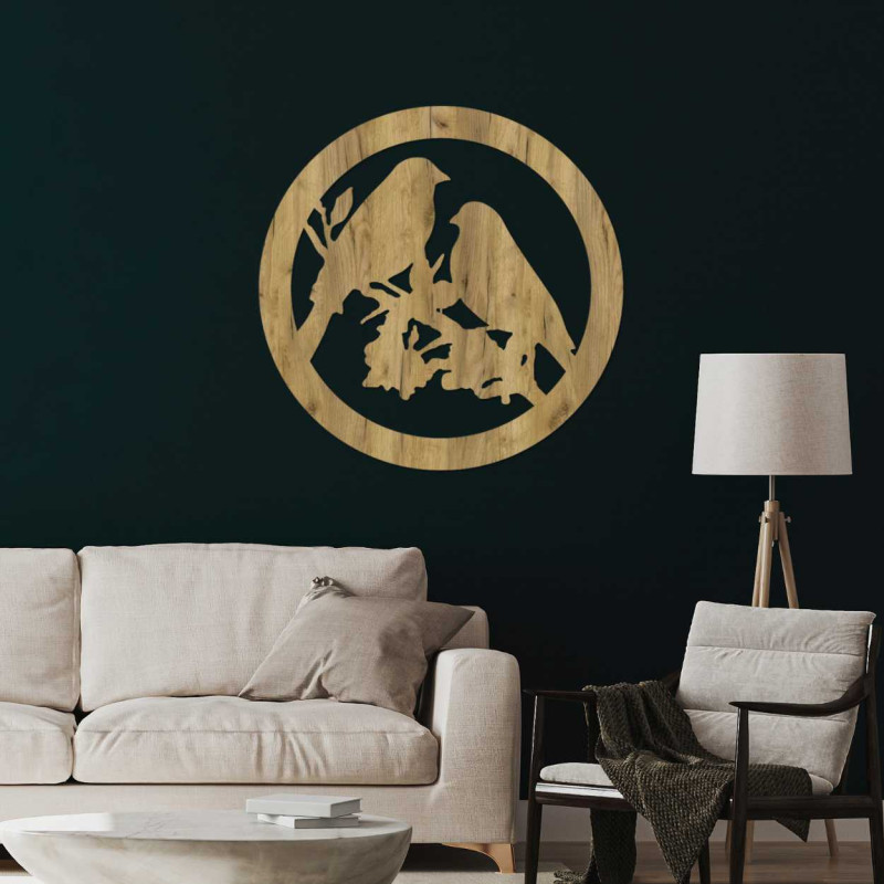 Dřevěný nástěnný obraz ptáci na větvích - AVIAN