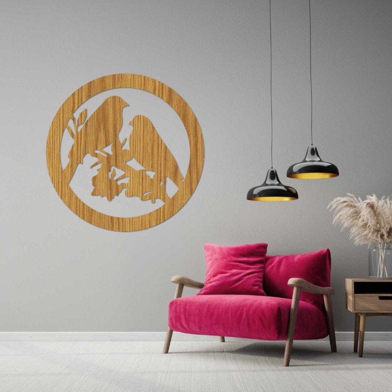 Dřevěný nástěnný obraz ptáci na větvích - AVIAN