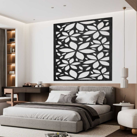 Dřevěná nástěnná dekorace květy čtverec - SAJFO