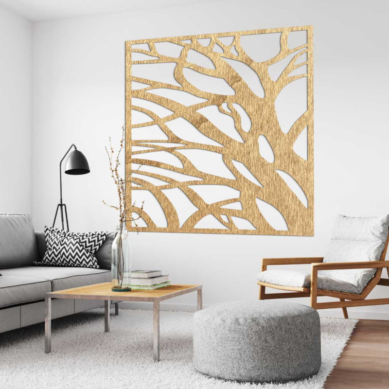 Dřevěná dekorace na zeď čtverec přírody - LASLO