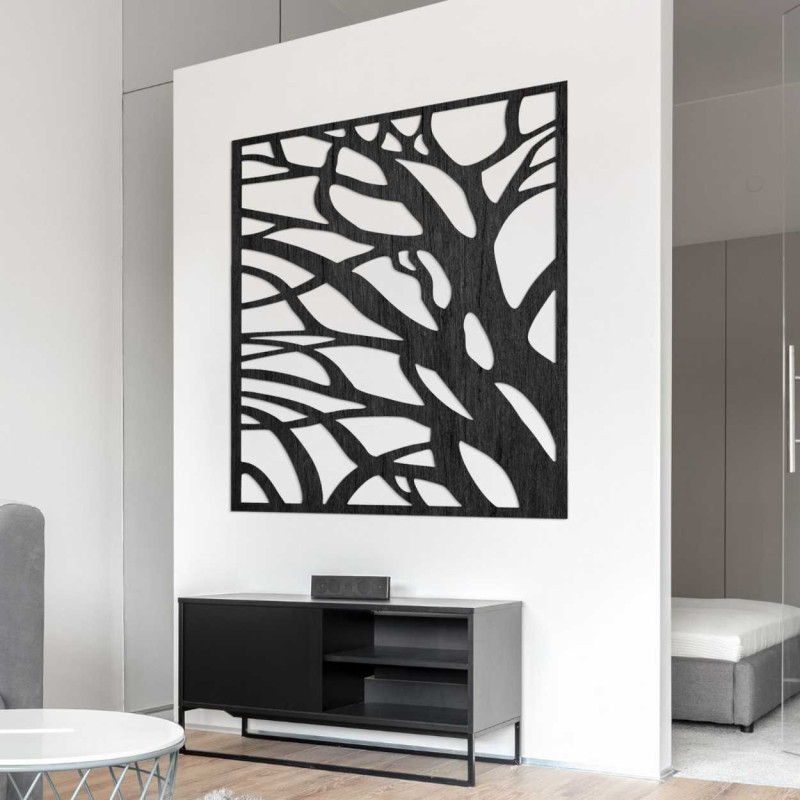 Dřevěná dekorace na zeď čtverec přírody - LASLO