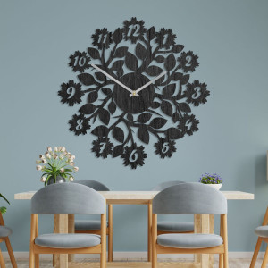 stylové hodiny s čísly, květiny 2