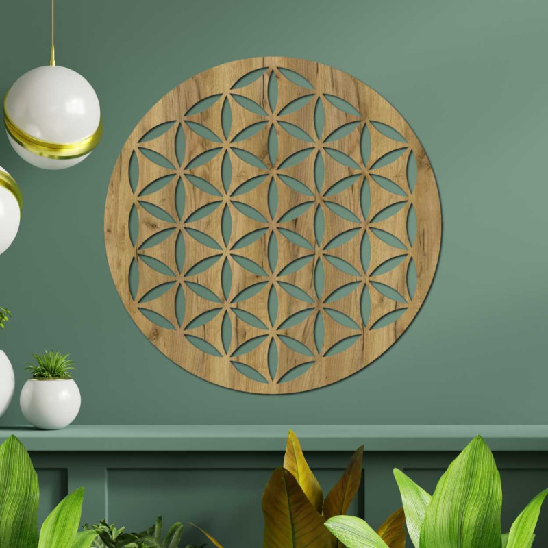 Nástěnná dřevěná dekorace květ života - TARNESHE