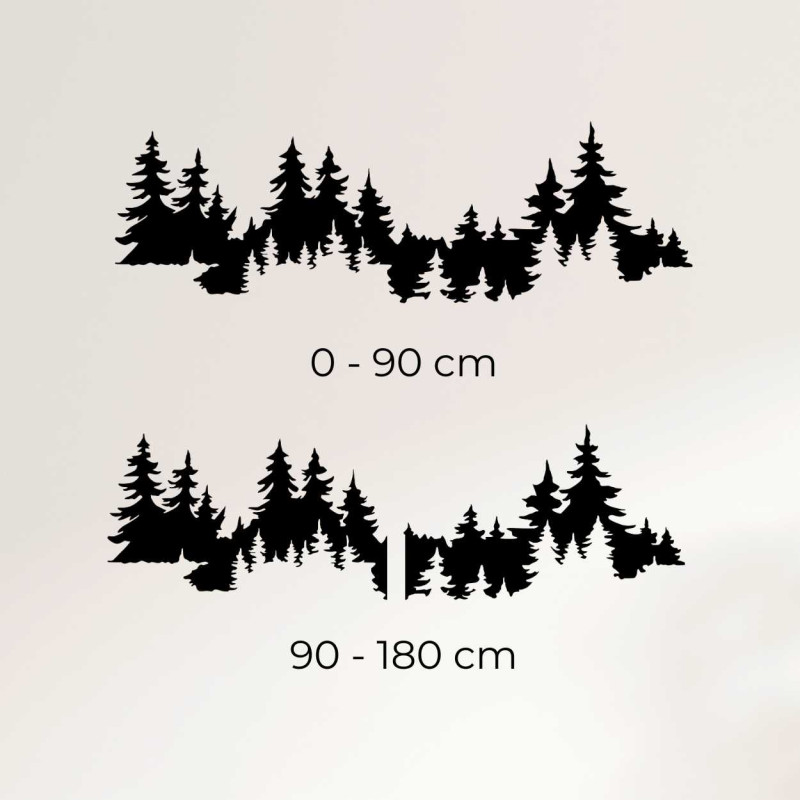 Interiér s dřevěnou dekorací znázorňující hustý les.