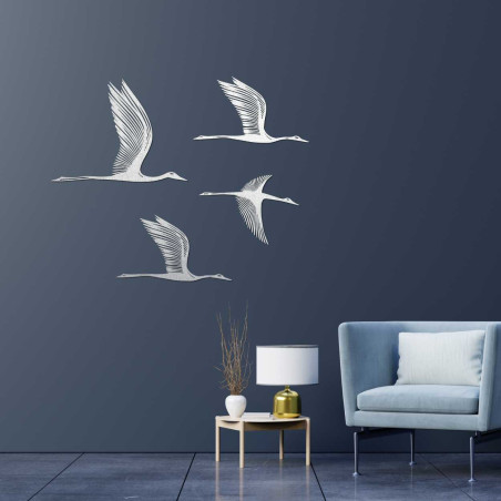 Let ptáků jako nástěnný dřevěný obraz pro moderní interiér Let ptáků jako nástěnný dřevěný obraz pro moderní interiér