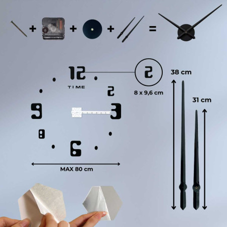 Nástěnné hodiny s nápisem TIME pod číslem dvanáct a moderním číselným stylem. Nástěnné hodiny s nápisem TIME pod číslem dvanáct a moderním číselným stylem.