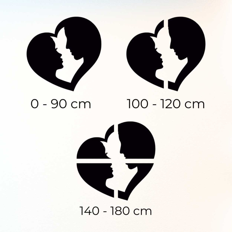 Nástěnný design zobrazující spojení dvou lidí v jednoduchém srdečním tvaru.