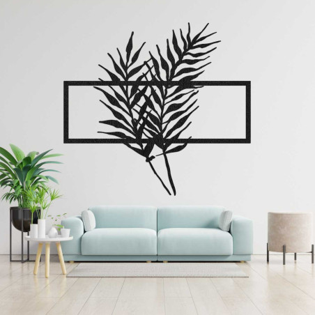 Dřevěný obraz s minimalistickými listy v rámu - PAPRADE