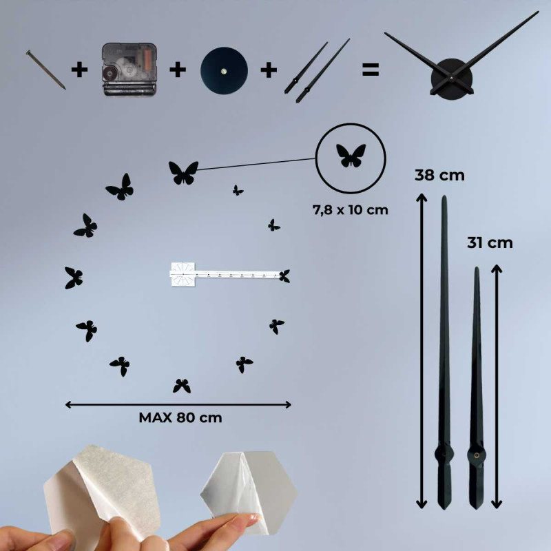 Dekorační hodiny motýl s jemným designem - JASON