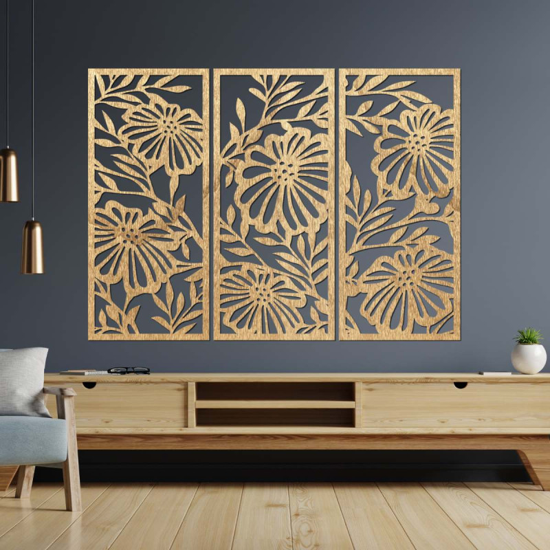 Ručně vyřezávaný dřevěný obraz – přírodní dekorace