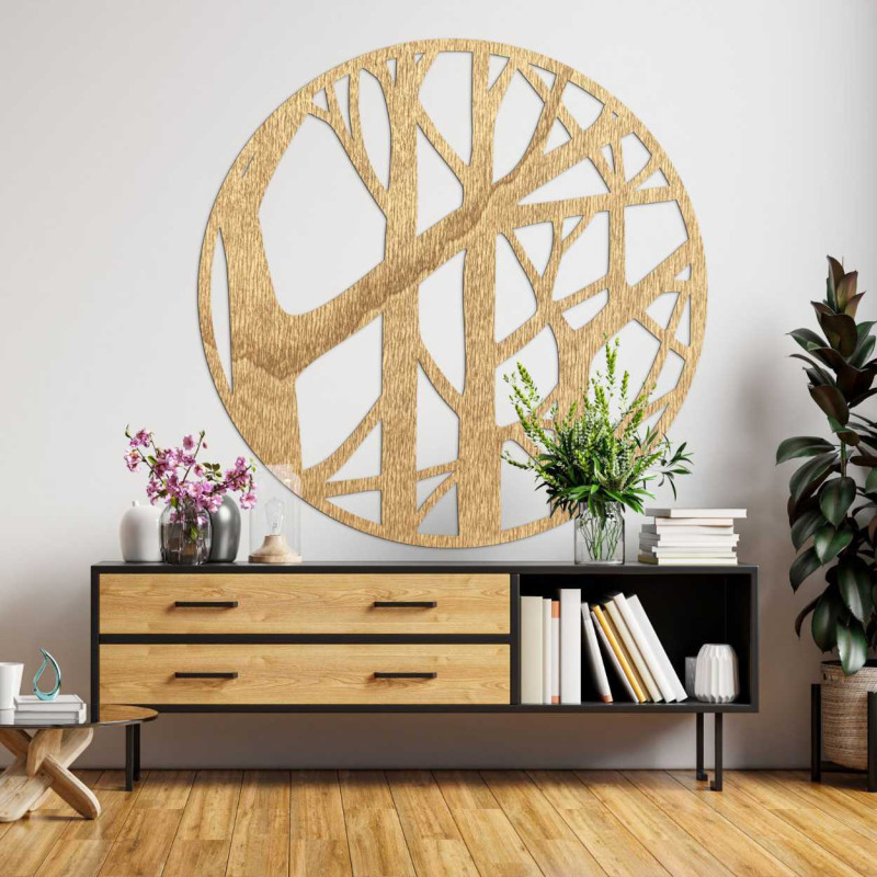 Detailní pohled na dřevěný stromový vzor v kruhovém designu