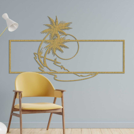 Tropická scéna se dvěma palmami a jemnými liniemi oceánu. Tropická scéna se dvěma palmami a jemnými liniemi oceánu.