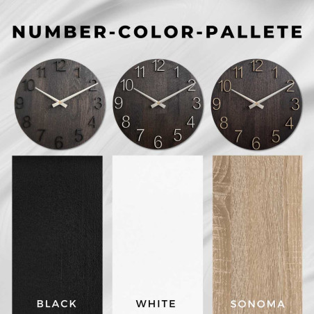 Moderní dřevěné hodiny s jednoduchým ciferníkem a kovovými ručičkami. Moderní dřevěné hodiny s jednoduchým ciferníkem a kovovými ručičkami.