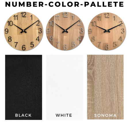 Kruhové hodiny s dekorativním výřezem ve středové části a jemnou kresbou dřeva. Kruhové hodiny s dekorativním výřezem ve středové části a jemnou kresbou dřeva.