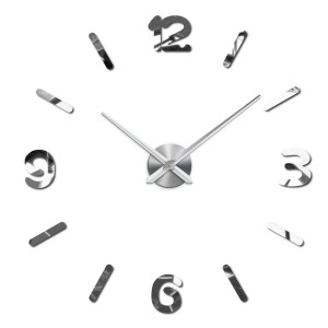 Nástěnné hodiny zrcadlové velké DIY 3D PĚNA PMMA 2