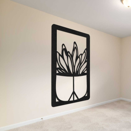 Velká dřevěná dekorace na zeď s přírodním motivem kaktusu