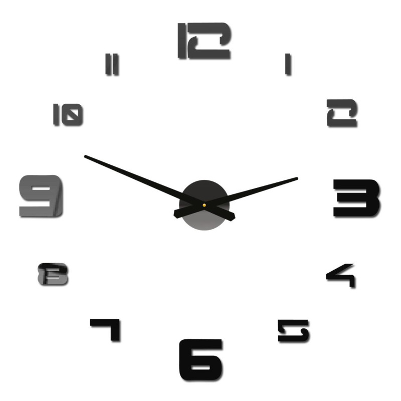 Moderní hodiny z lesklého plexiskla, snadná instalace.