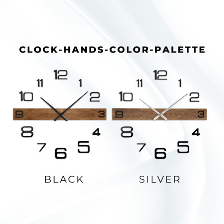 Designové dřevěné nástěnné hodiny s tmavými ručičkami a oddělenými, velkými číslicemi. Designové dřevěné nástěnné hodiny s tmavými ručičkami a oddělenými, velkými číslicemi.