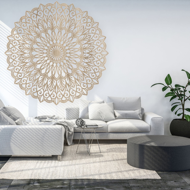 Dřevěný obraz. Květ života je symbol, který představuje harmonii.