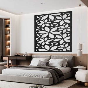 copy of Dřevěná nástěnná dekorace květy čtverec - SAJFO 2