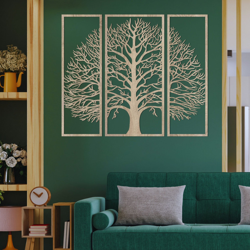 Nástěnná dekorace Strom života: přírodní design ve třech částech