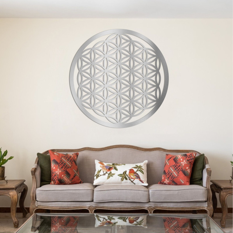 Dřevěná nástěnná dekorace Květ života, posvátná geometrie mandala.