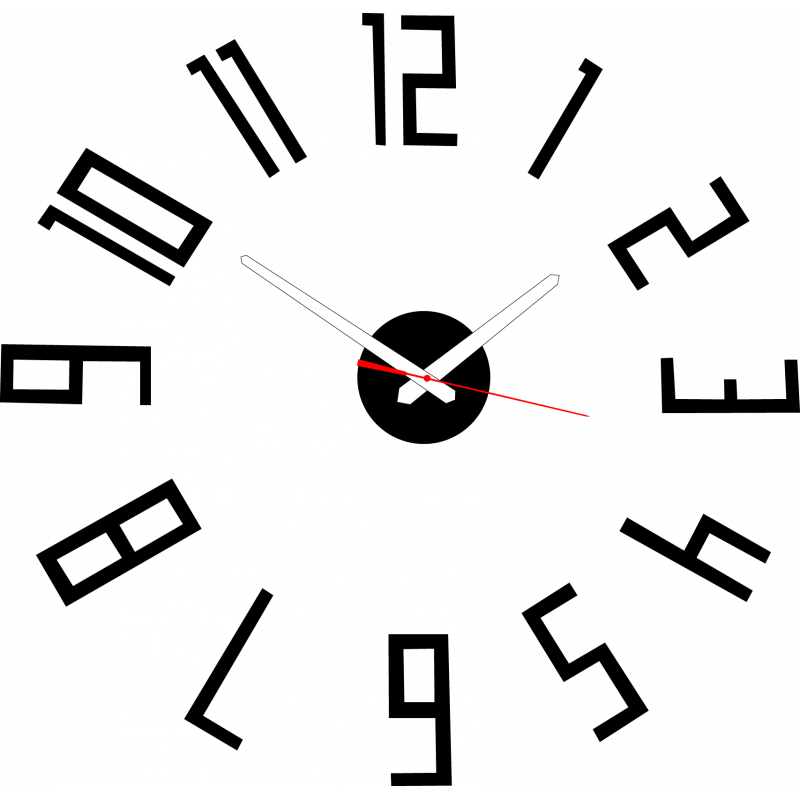 Moderní hodiny na zeď vyrobené z plastu. Vlastní výroba, X-momo