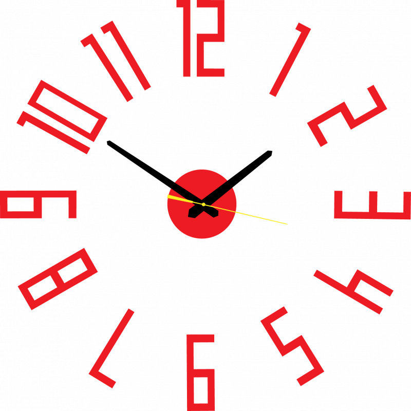 Moderní hodiny na zeď vyrobené z plastu. Vlastní výroba, X-momo