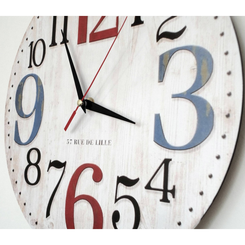 Dřevěné hodiny s obrázkem ROSE . Fi 34 cm