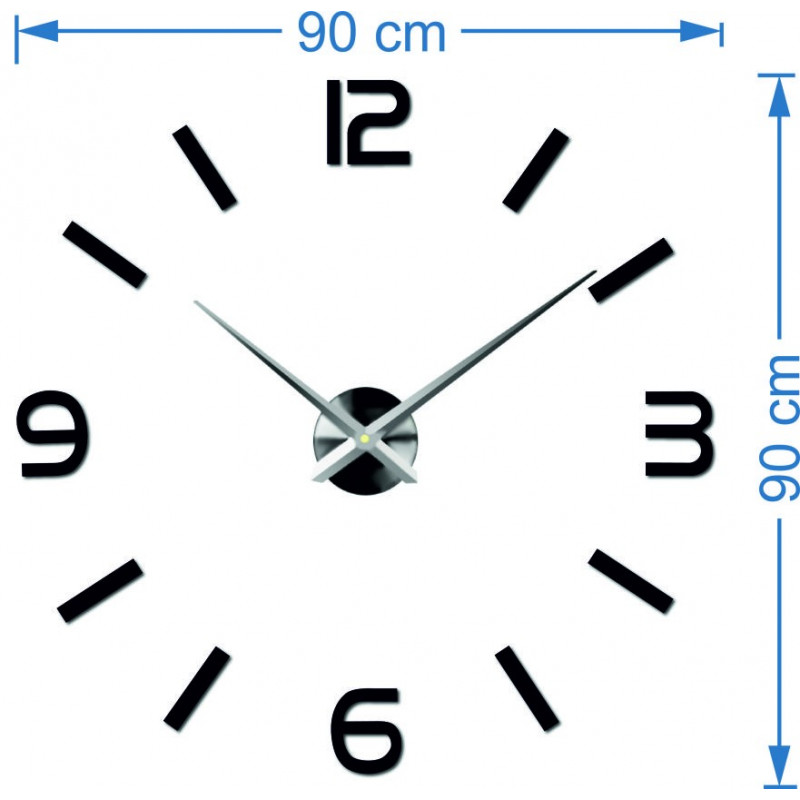 Rozměry nástěnné samolepky hodiny, desing nástěnné hodiny