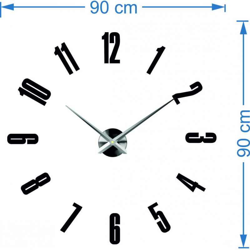 Rozměry nástěnné samolepky hodiny, desing nástěnné hodiny