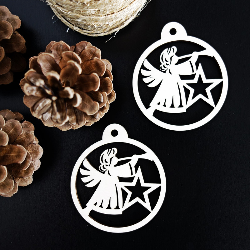 Vánoční ozdoba vyrobená ze dřeva - Anděl, rozměr: 79x90 mm