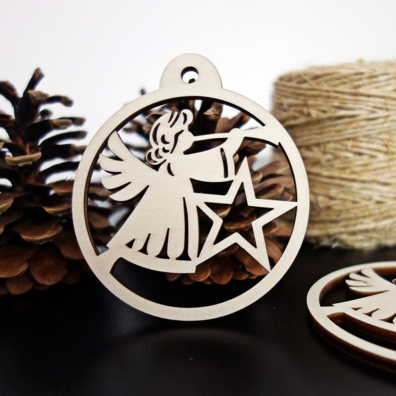 Vánoční ozdoba vyrobená ze dřeva - Anděl, rozměr: 79x90 mm