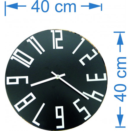 Dřevěné nástěnné hodiny z HDF černé - bílá čísla