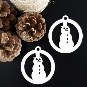 Sněhulák-dřevěná vánoční ozdoba, rozměr:79x90 mm