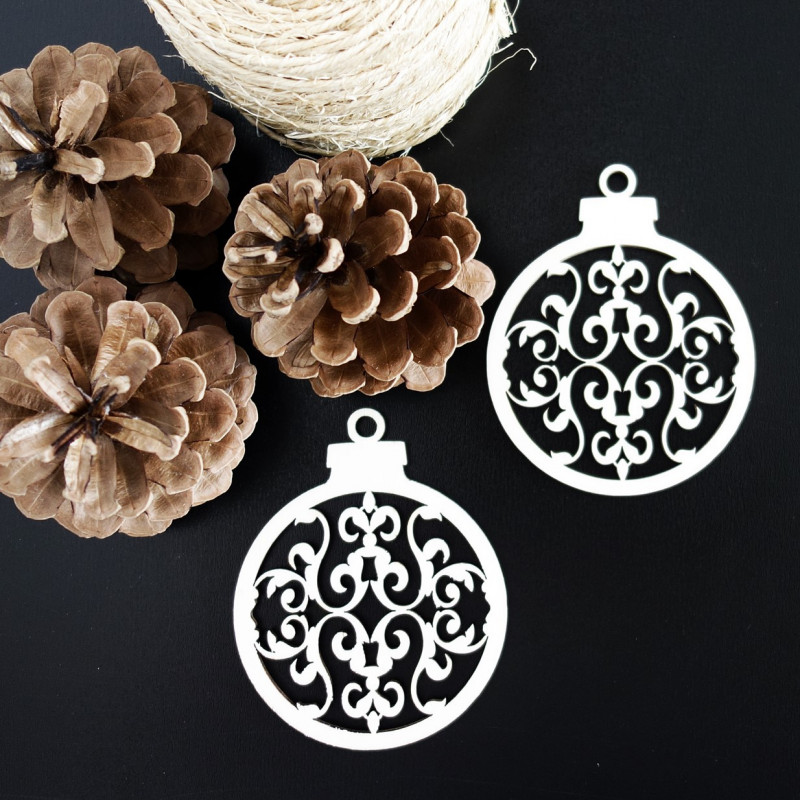 Dřevěná ozdoba-Vánoční koule, rozměr: 79x90 mm