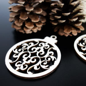 Dřevěná ozdoba-Vánoční koule, rozměr: 79x90 mm 2