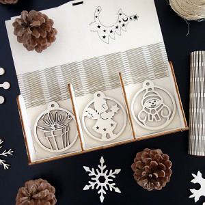 Dřevěné vánoční ozdoby, 1sada-18 kusů 2