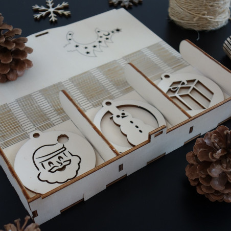 Dřevěné ozdoby na vánoční stromeček, 1 sada-18 kusů