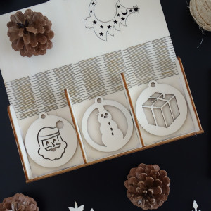 Dřevěné ozdoby na vánoční stromeček, 1 sada-18 kusů 2