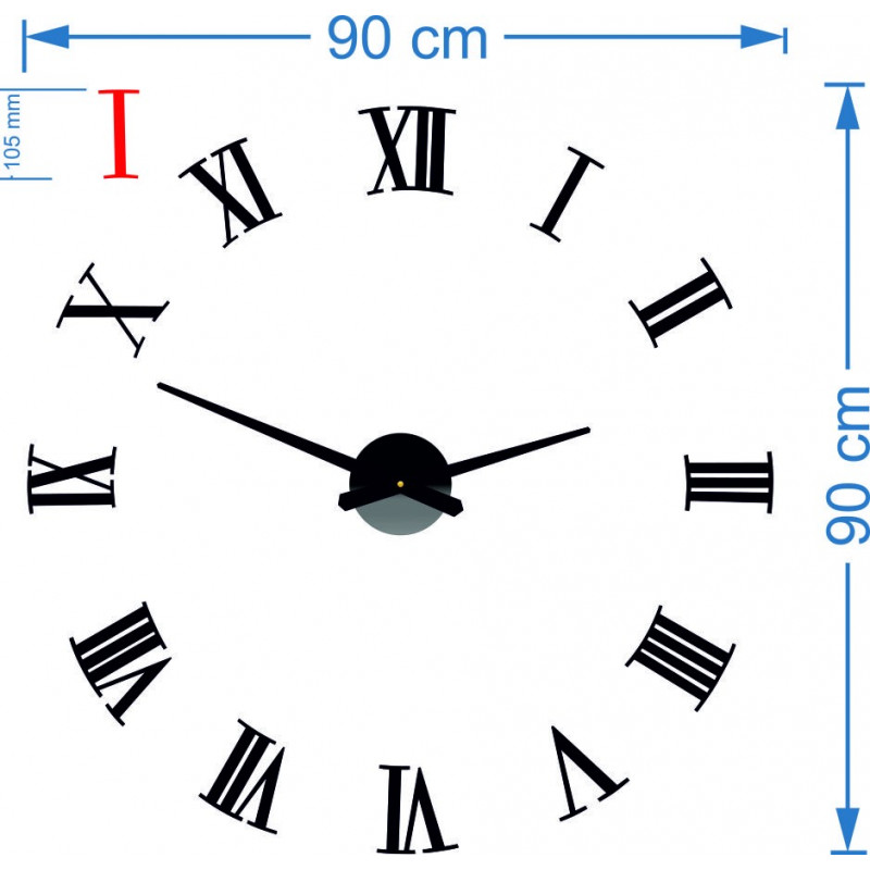 Nalepovací nástěnné hodiny římské 2D plexi